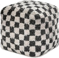 Anji Mountain Pouf Ottoman Foot Rest, Handmade Ottoman Pouf, Comfortable Foot Stool, Decorative Floor Seating for Living Room Decor, Bedroom & Home Décor Accent - Black