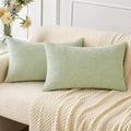 MIULEE Pack of 2 Spring Light Green Couch Throw Pillow Covers 12x20 Inch Soft Chenille Lumbar Pillow Covers for Sofa Living Room Solid Dyed Cases