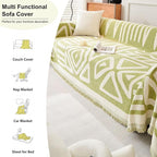 ROOMLIFE Boho Couch Cover for 3 Cushion Couch L Shape Sofa Covers for Sectional Sofa Reversible Silpcover for Dogs Washable Chenille Furniture Protector for Living Room,91"x118"