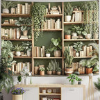 Accnicc Green Plant Bookshelf Tapestry Botanical Bookshelf Tapestries Wall Hanging Modern Potted Plants Bookshelf Backdrop Large Tapestry for Bedroom Living Room Dorm 80 x 60 inch