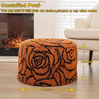 Asuprui Fluffy Flower Pouf Ottoman Cover Only – 20"x14" Round Plush Fuzzy Pouf Shell for Footrest, Stool or Floor Seat, Soft Removable Home Decor (No Insert Included) (Burnt Orange)
