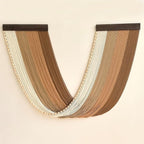 Achart Large Macrame Wall Hanging Dip Dyed Yarn Tapestry Ombre Yarn Gradient Color Macrame Wall Decor Macrame Tapestry Boho Decor for Bedroom Living Room Headboard Above Bed (Brown + Bead)