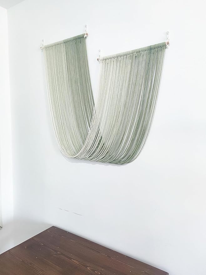 QULBUJ Dip Dye Large Macrame Wall Hanging Tie-Dye Yarn Tapestry Home Boho Wall Decor Ombre Art Headboard Bedroom Living Room 52" Wx34 L,Green