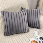 2 Pack 14x14 Pillow Cover Velvet Pillow Covers, Faux Fur Square Throw Pillow Covers for Living Room Decorations Throw Pillow Case, Throw Pillow Cover Cushion Cover for Home Sofa Bedroom Car, Grey
