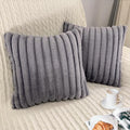2 Pack 16x16 Pillow Cover Velvet Pillow Covers, Faux Fur Square Throw Pillow Covers for Living Room Decorations Throw Pillow Case, Throw Pillow Cover Cushion Cover for Sofa Bedroom Car, Grey