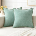MIULEE Pack of 2 Couch Throw Pillow Covers 20x20 Inch Aqua Green Farmhouse Decorative Pillow Covers with Stitched Edge Soft Chenille Solid Dyed Spring Pillow Covers for Sofa Bed Living Room