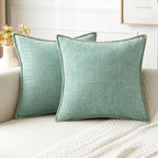 MIULEE Pack of 2 Couch Throw Pillow Covers 20x20 Inch Aqua Green Farmhouse Decorative Pillow Covers with Stitched Edge Soft Chenille Solid Dyed Spring Pillow Covers for Sofa Bed Living Room