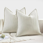 MIULEE Pack of 2 Cream White Decorative Pillow Covers 20x20 Inch Soft Chenille Luxurious Couch Throw Pillows Farmhouse Cushion Covers with Elegant Design for Sofa Bedroom Living Room Spring Decor