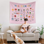 WARDOS Mental Health Pink Tapestry, Things to Remember Inspirational Tapestry Wall Hanging, Positive Affirmation Psychology Wall Blanket Decor for Therapy Calming Office Classroom, 50x60 Inch