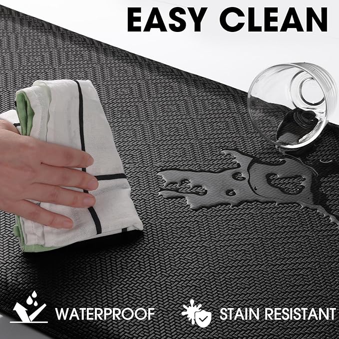 Mattitude 4/5 Inch Thick Kitchen Mat Cushioned Anti-Fatigue Floor Mat Water Resistant Non-Slip Mats and Rugs Standing and Comfort Desk Mats for House Sink Office Laundry (Black, 22"x36")