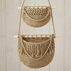 Cabilock 3 Tier Hanging Fruit Basket for Kitchen - Boho Macrame Woven Wall Storage for Onion and Potato, Space-Saving Cotton Rope Produce Organizer for Pantry & Bathroom