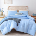 ROSGONIA Full Size Comforter Sets for Girls Boys Kids Light Blue, 3pcs Comforter Full Size (1 Comforter & 2 Pillowcases) Lightweight Dorm Bedding Sets