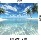 AOHMPT Ocean Tapestry, Beach Evening Sunset Tapestry, Natural Beach Palm Tree Landscape Tapestries Poster, Seaside Landscape Wall Hanging for Bedroom, Dorm Room and Living Room Wall Decor 79" L x 59" W