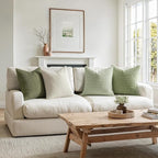 MIULEE Modern Farmhouse Decorative Spring Pillow Covers 18x18 Inch Set of 4 Natural Rustic Throw Pillows Neutral Warm Soft Corduroy Couch Pillowcases Home Decor for Sofa Living Room Bed Light Green