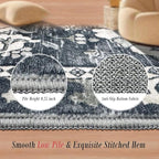 RUGSURE Washable Area Rugs - Perfect for Living Room, Bedroom, Kids Room, Nursery - Stain & Water Resistant Non-Slip, Pet & Child Friendly, Vintage Tribal Area Rugs (Grey, 9' x 12')