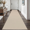 EARTHALL Woven Runner Rug 2.6x10 Ft Washable Runners for Hallways Long Non Slip Rubber Backed Kitchen Runner Braided Indoor Floor Carpet Runners for Entryway, Hallway, Kitchen, Beige/Khaki