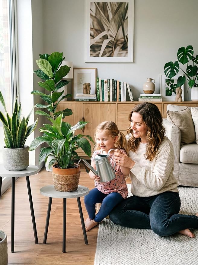 Plant Stand Indoor Tall: Corner Wood Plant Stand 2 Pack Mid Century Modern Decor - Small Round Plant Table for Indoor Plants - Outdoor Plant Holder for Patio Living Room Bathroom Office (White)