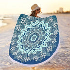 RosieLily Round Mandala Beach Towel, Microfiber Hippie Boho Extra Large Sand Proof Quick Dry Beach Blanket, Circle Pool Picnic Table Mediation Yoga Mat, 59 inch Towel with Tassels Gifts for Women