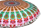 CRAFT KALA Round Mandala Meditation Cushion Cover, Floor Pillow or Cushions Cover, Yoga Seat Cover Seating Poufs Cover for Living Room 32", Musturd Mirchi