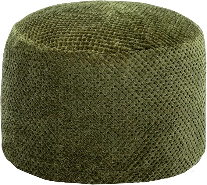 Asuprui Pouf Ottoman Unstuffed Ottoman Foot Rest No Filler Soft Faux Fur Foot Stool 20x20x12 Inches Fuzzy Chair Floor Pouf Chair with Storage for Living Room Bedroom Green