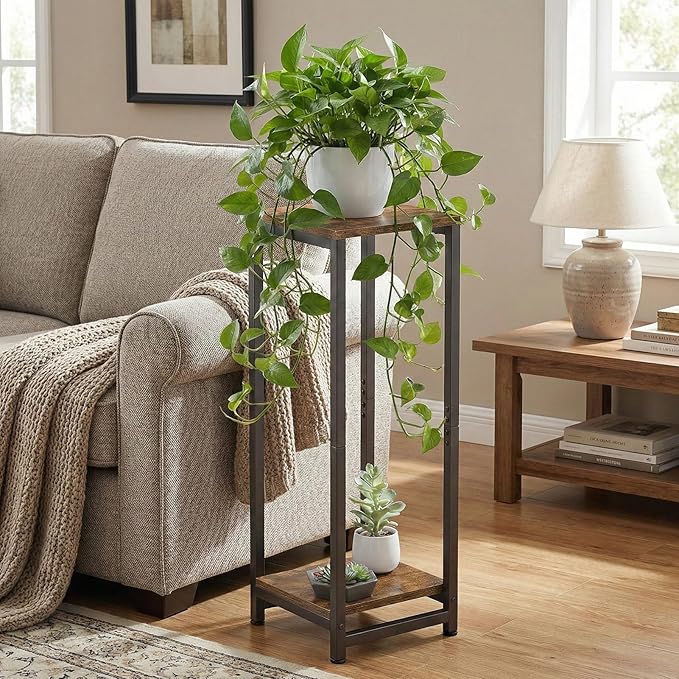 2 Tier Tall Plant Stand Indoor, 32.5" Corner Plant Stands for Indoor Plants Multiple, Multi-Functional Small Side Table for indoor Plants