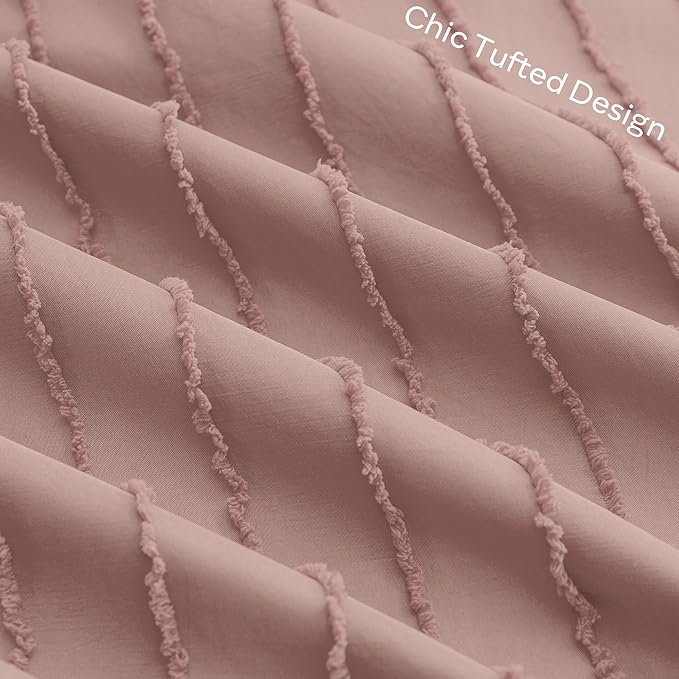 JELLYMONI Pillowcases King Size Smokey Pink 2 Pack Boho Striped Bed Pillow Covers 20x36in Polyester Envelope Pillow Shams Tufted Bohemian Textured (Pillows are not Included)