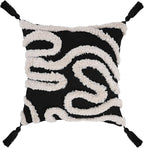 Adabana Black and Beige Pillow Covers Decorative Tufted Abstract Throw Pillows Cover Modern Farmhouse Home Decor for Couch Living Room Safa Bed,18X18 Inch