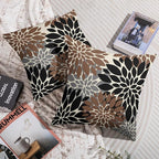 Black Brown Pillow Covers 20X20 Inch Set of 2, Spring Summer Floral Dahlia Flower Cream Decorative Throw Pillow Covers Outdoor Modern Farmhouse Cushion Case for Home Couch Sofa Bed Decor