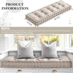 Bench Cushions for Indoor Furniture 36x14 in Velvet Kitchen Dining Piano Window Seat Cushion, Tufted Patio Porch Swing Thicken Bench Pad Memory Foam(Ivory White)