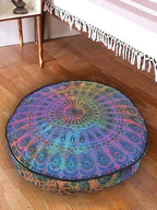 Indian Mandala Cotton Floor Pillow Cover Bed Room Dorm Decor Cushion Cover Beach Throw Decorative Ottoman Cover Boho Footstool Meditation Puffe Cases Pet Dog Bed Cover