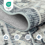 Lessymo Large Area Rugs for Living Room, Soft 6x9 Washable Rug for Bedroom Dining Room Nursery Room Farmhouse, Boho Non Slip Low Plie Carpet Vintage Floral Design, Blue Grey/Beige
