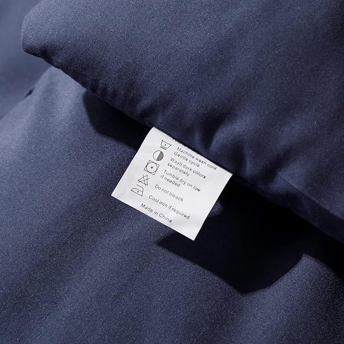 ROSGONIA Oversized King Comforter 128x120, 3pcs Super King Plus (1 Navy Blue Comforter & 2 Pillowcases) Lightweight Warm Bedding Set Blanket Quilts