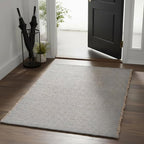 Light Gray 20"x30" Handwoven Jute Cotton Mat – Reversible Natural Fiber Rug for Entryway, Bathroom, or Kitchen