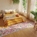 Rugcomf Long Hallway Runner Rug 2'7"x14' - Floral Washable Non Slip Boho Carpet for Kitchen, Entryway, Hall, Bathroom - Pink