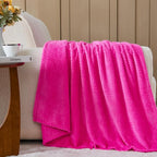 NEWCOSPLAY Super Soft Twin Blanket Hot Pink Premium Silky Flannel Fleece Leaves Pattern Lightweight Bed Blanket All Season Use (Hot Pink, Twin(60"x80"))