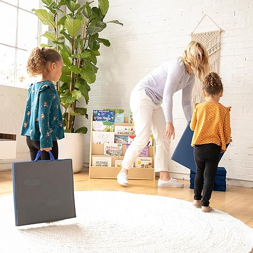 ECR4Kids SoftZone Floor Cushions, Square, Flexible Seating, Navy, 6-Piece