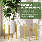 MUDEELA Plant Stand for Indoor and Outdoor: Adjustable Width Fits for 8-12 Inch Pots - Metal Heavy Duty Plant Stand Holder Up to 200lbs, 14.2 Inch Single Tier Planter Stand (Without Pot) (Gold, 1 Pack)
