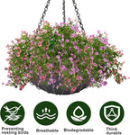 2PCS 16 Inch Round Hanging Basket Liners - Non-Woven Felt Replacement Inserts for Hanging Baskets - Black - Outdoor Plants - Avoid Bird Nesting