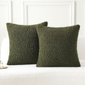 FUTEI Olive Green Throw Pillow Covers 26x26 Inch Set of 2,Furry Faux Fur Teddy Boucle Textured Cushion Covers,Soft Fluffy Decorative Euro Pillow Shams,Home Decor for Couch Bed Living Room Office Car
