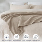 PHF 100% Cotton Muslin Throw Blanket 50" x 60", 4-Layer Lightweight Gauze Throw, Breathable Cloud-Soft Minimalist Blanket for Bed, Couch, Camping & Baby, Taupe, Ideal Gift