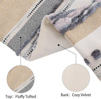 Simmore Boho Decorative Throw Pillow Covers 18x18 Set of 2, Tufted Farmhouse Pillow Covers with Tassels for Cozy Bohemian Couch Sofa Bedroom Home Decor, Grey