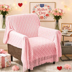 inhand Pink Knitted Throw Blanket for Couch Bed,Mothers Day/Mom Birthday Gifts for Mom from Daughter Son,Romantic Decor for Her Him Girlfriend Wife, Farmhouse Warm Woven for Women,60"x80"