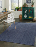 Unique Loom Braided Jute Collection Area Rug - Dhaka (10' x 14' 1" Rectangle, Navy Blue)