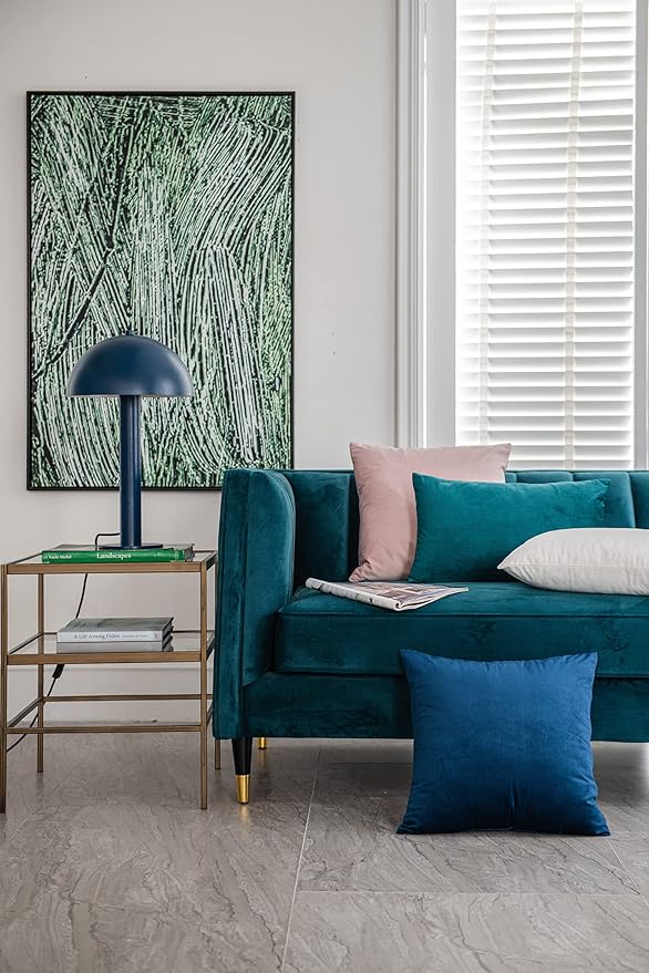 Lumbar Pillow Covers 12x20 Teal: Pack of 2 Cozy Soft Velvet Rectangular Modern Luxury Decorative Throw Pillow Cases for Sofa Couch Living Room Bed Home Decor