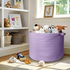 115L Extra Large Purple Storage Basket, 23.6" X 15.7" Jumbo Woven Cotton Rope Bin for Throw Blankets Pillows, Baby Laundry Basket, Dirty Clothes Organizer, Big Storage Box for Toys, Towels