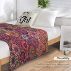 Mandala Indian Bohemian Throw Blanket Paisley Purple Floral Boho Abstract Tribal Blanket for Sofa Bed Couch Chair Or Dorm 30"x40"