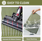 Kitchen Runner Rugs Non Slip Washable, Super Absorbent Soft Chenille Braided Kitchen Mats for Floor Rubber Backing Sink Mat Standing Hallway Floor Mat, Easy Clean, Green 17"x59"