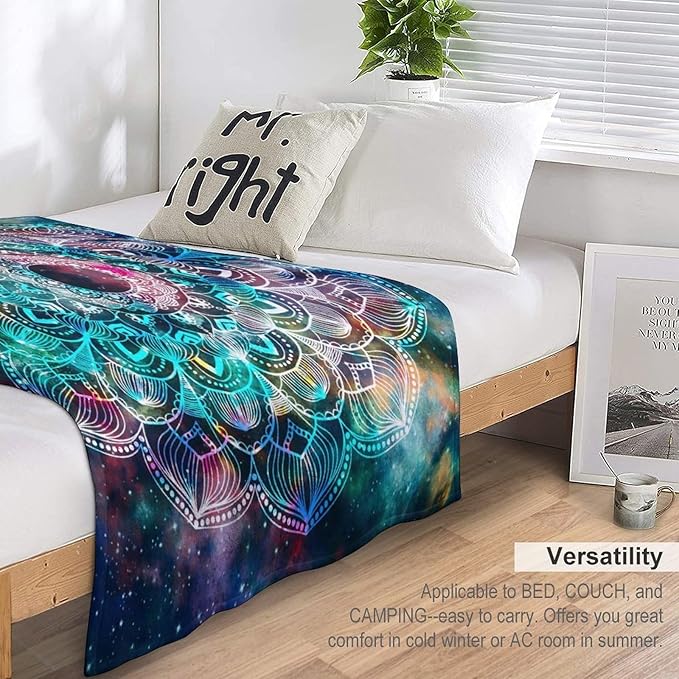 Colorful Mandala Throw Blanket Bohemian Boho Galaxy Blanket for Sofa Bed Couch Chair Or Dorm 30"x40"