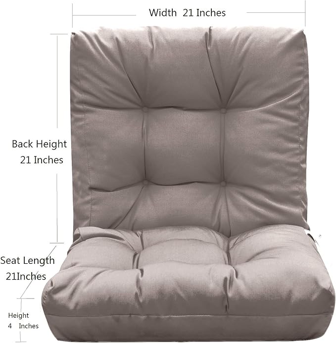 QILLOWAY Outdoor Seat/Back Chair Cushion Tufted Pillow, Spring/Summer Seasonal Replacement Cushions - Set of 2 (Tan/Grey)