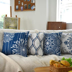 Coliuso Decorative Throw Pillow Covers 18x18 Set of 4, Blue Modern Simple Square Pillow Case Cushion Cover for Sofa Couch Farmhouse Outdoor Living Room (Blue, 18"x18")